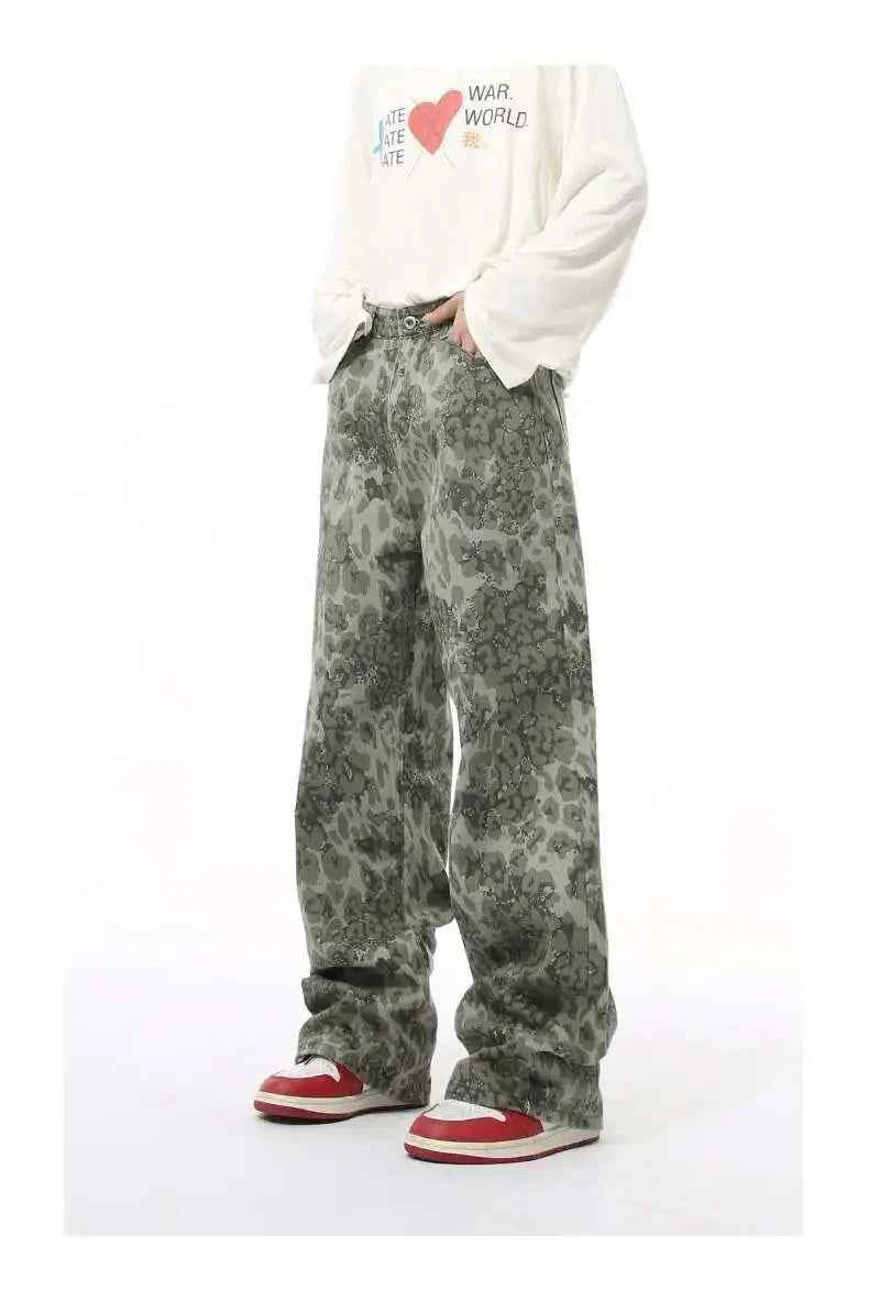 Effortless Hip Hop American Style Leopard Jeans