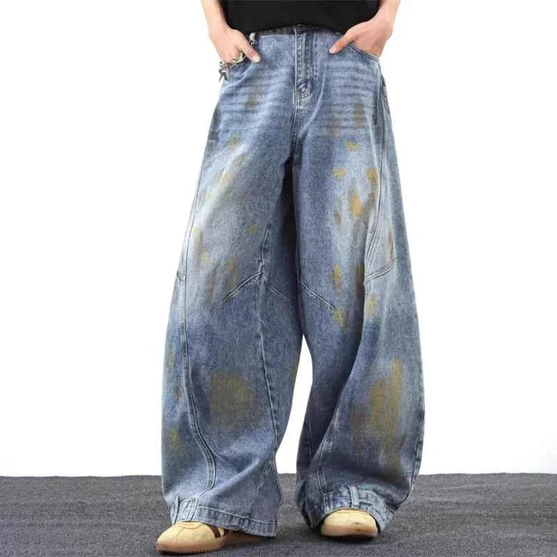 Streetwear Vintage Distressed Tie Dye Graffiti Jeans