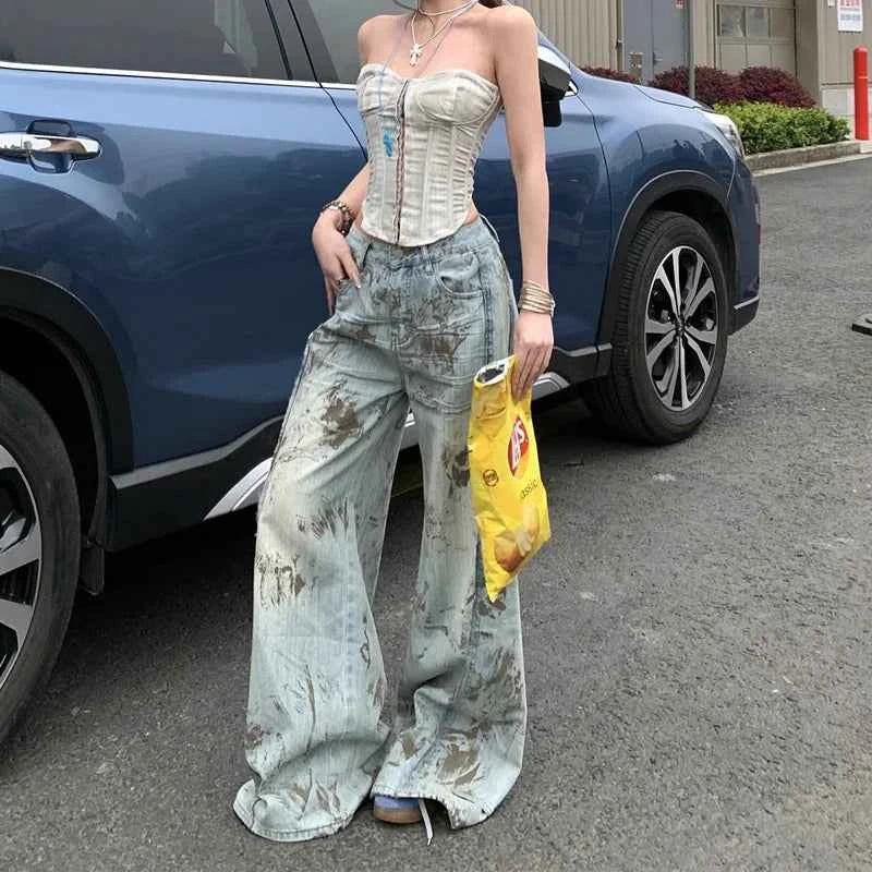 Benuynffy High Street Wide Leg Jeans