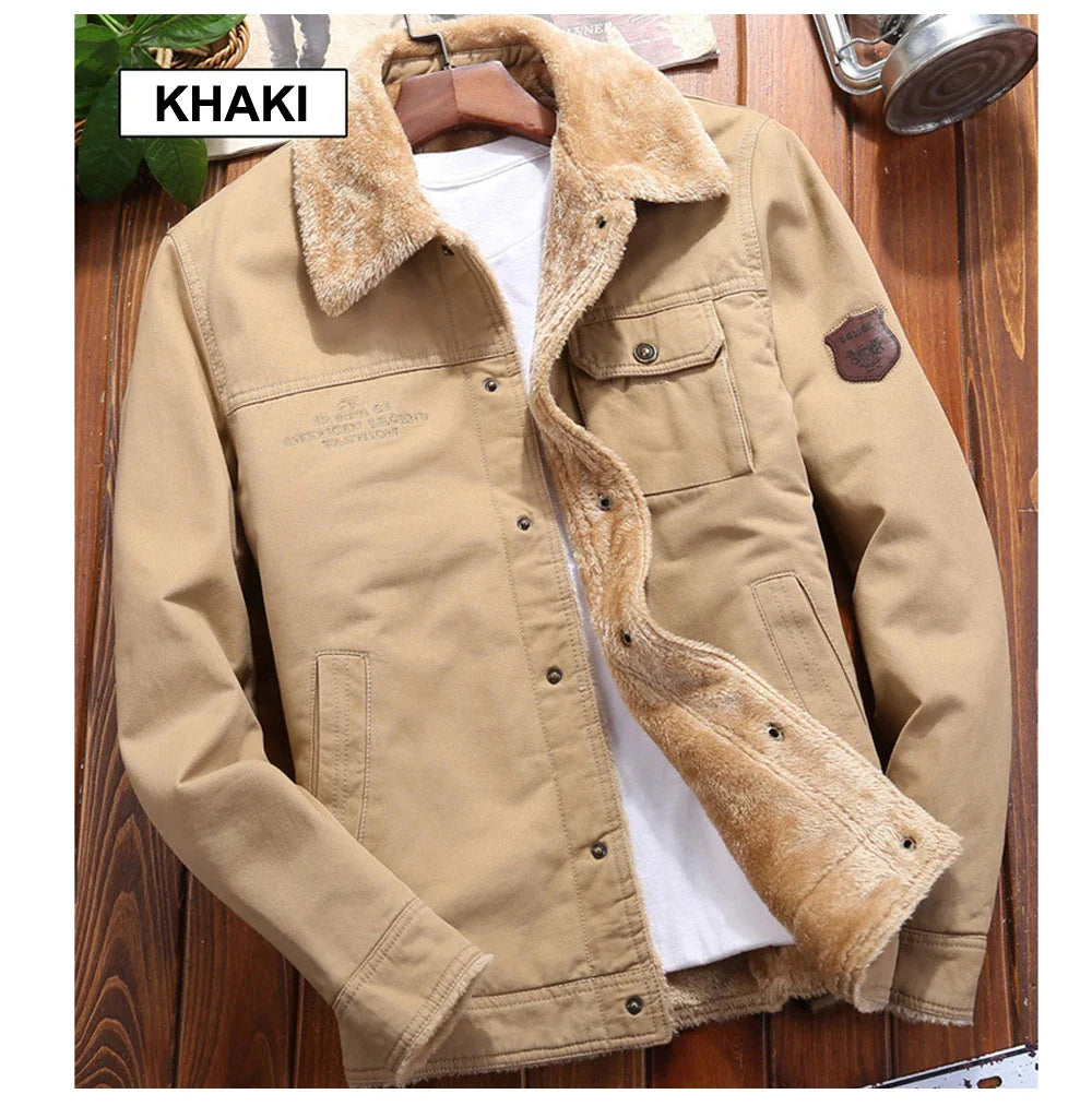 fur collar Bomber Button-up Jacket