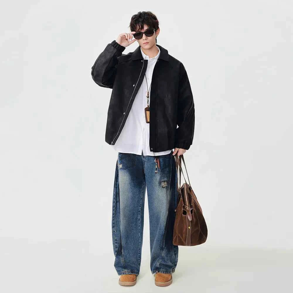 Y2K Trendy Loose Fit Faux Leather Jacket