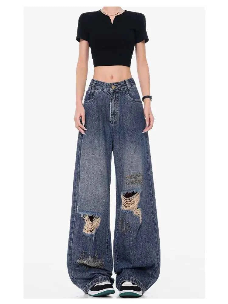 Women Cool Vintage Hip Hop Ripped Jeans