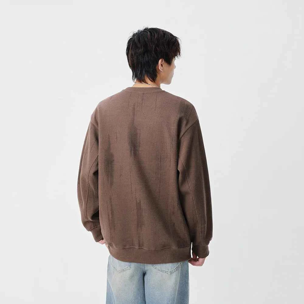Streetwear Distressed Crew Neck Sweatshirt