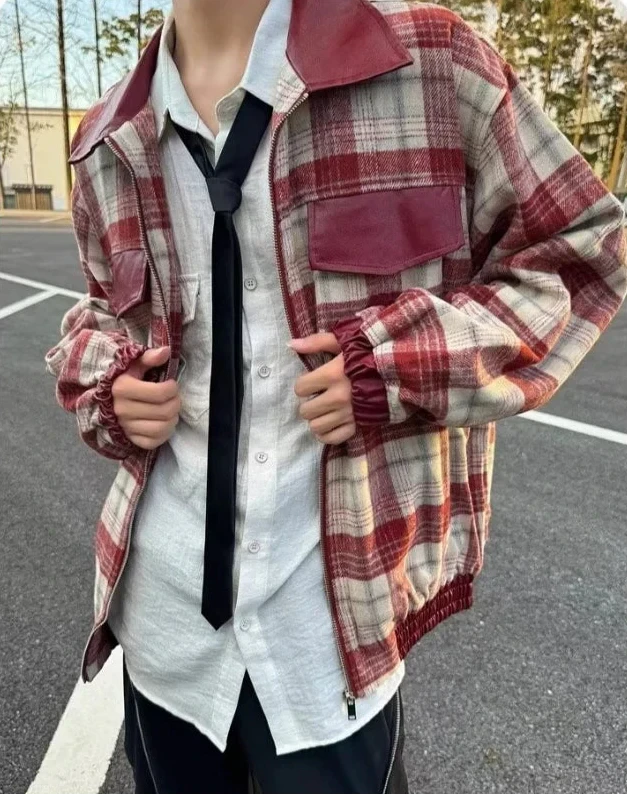 Patchwork Japanese Style Leather Jacket