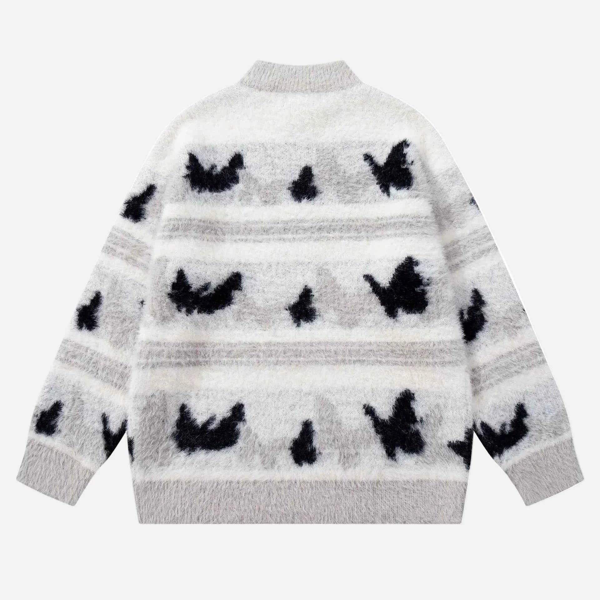 Butterfly Pattern Half Zipper Sweater