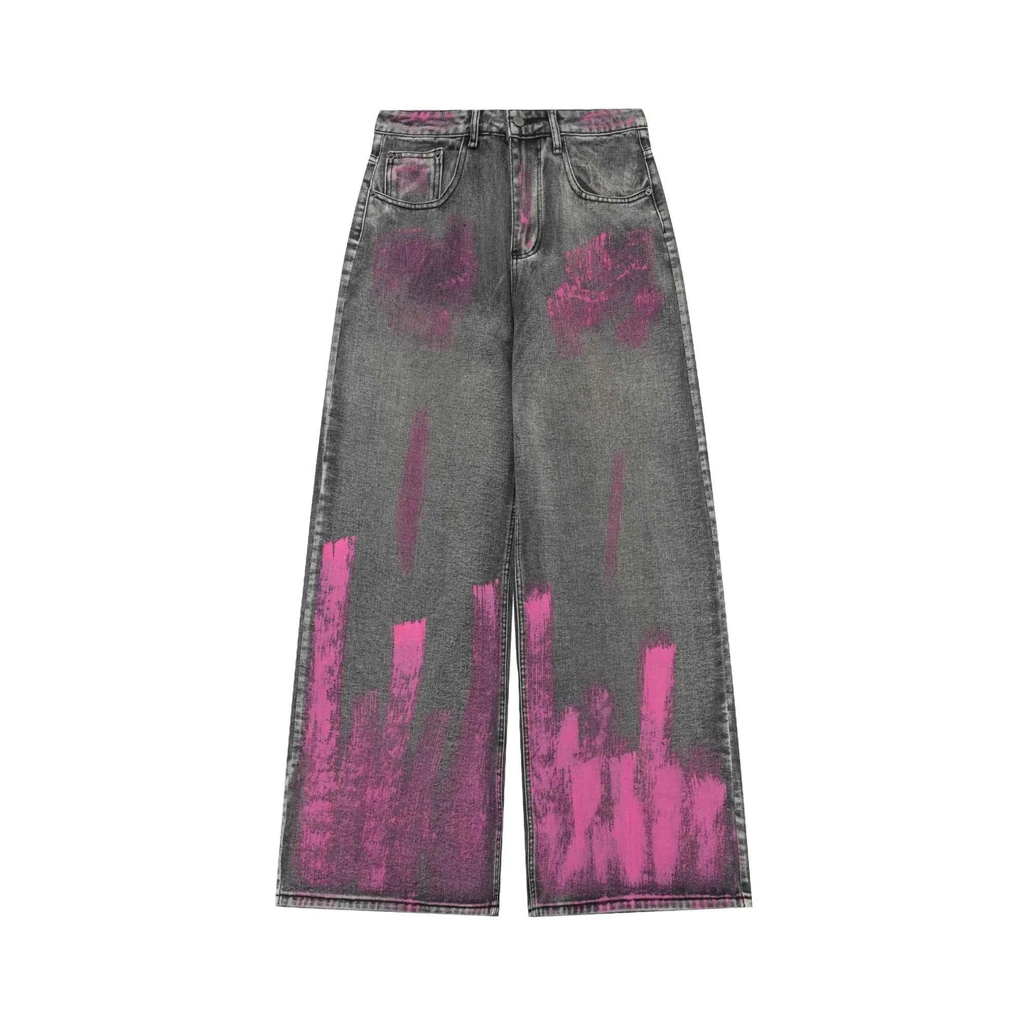 Pink Hand Painted Graffiti Washed Jeans