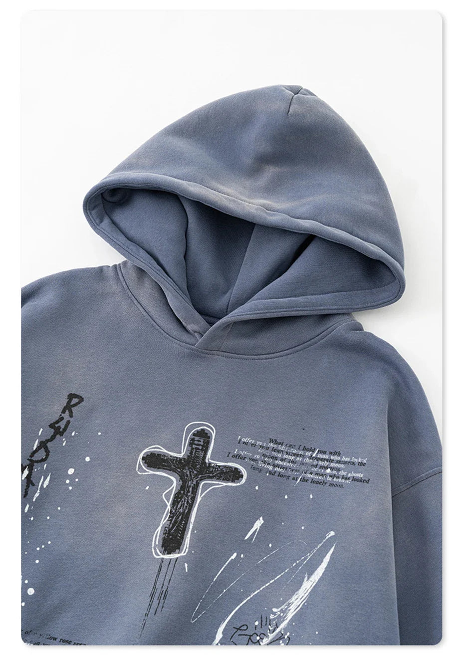 Crucifix Cross Graphic Pullover Hoodie