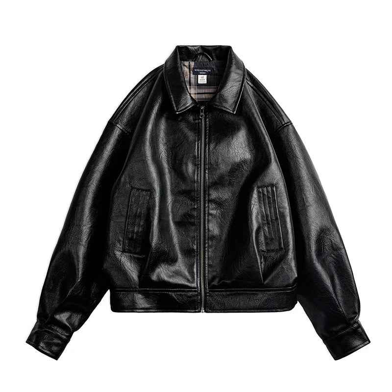 Women Retro Black Motorcycle Leather Jacket