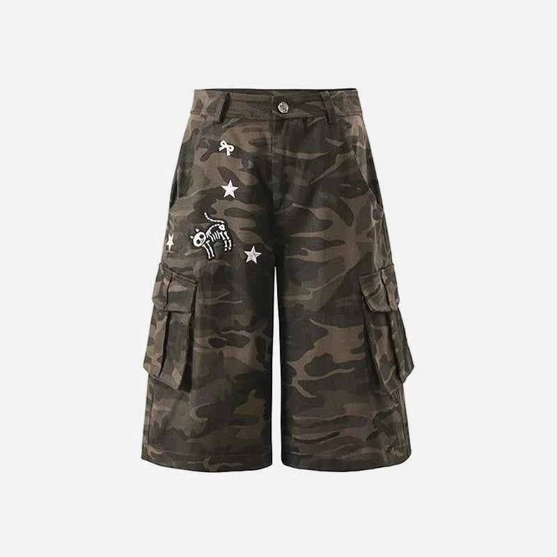 Comfortable Camouflage Cargo Wide Leg Shorts