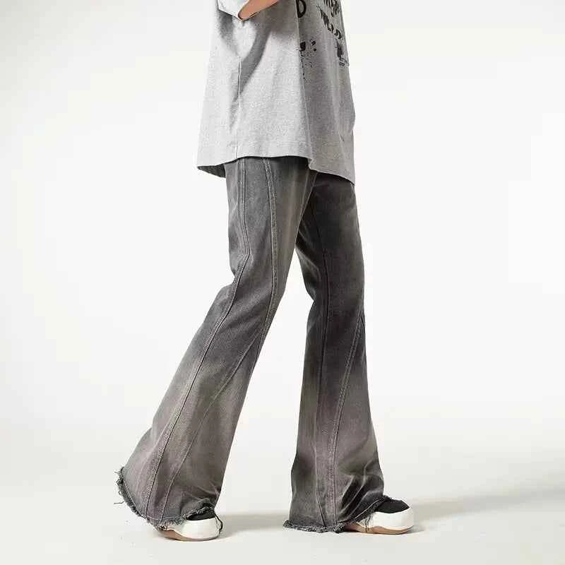 Vintage Gray Flared Baggy Hip Hop Jeans