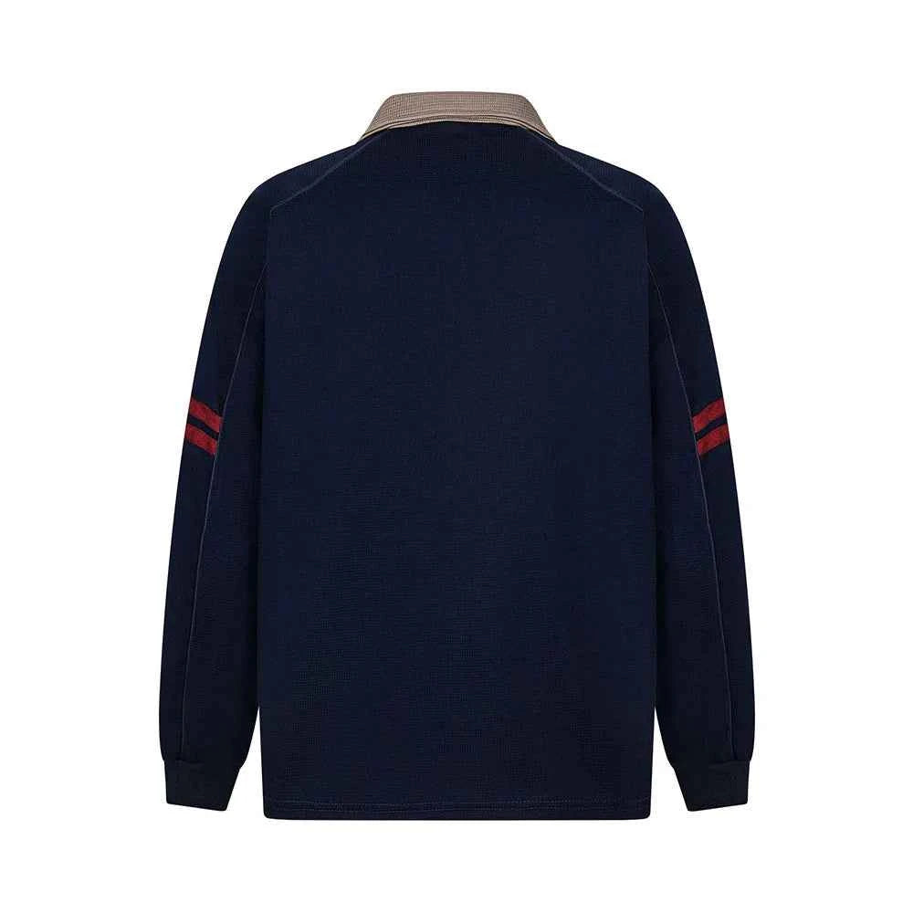 Contrast Paneled Retro Loose Fit Letter Embroidery Sweatshirt