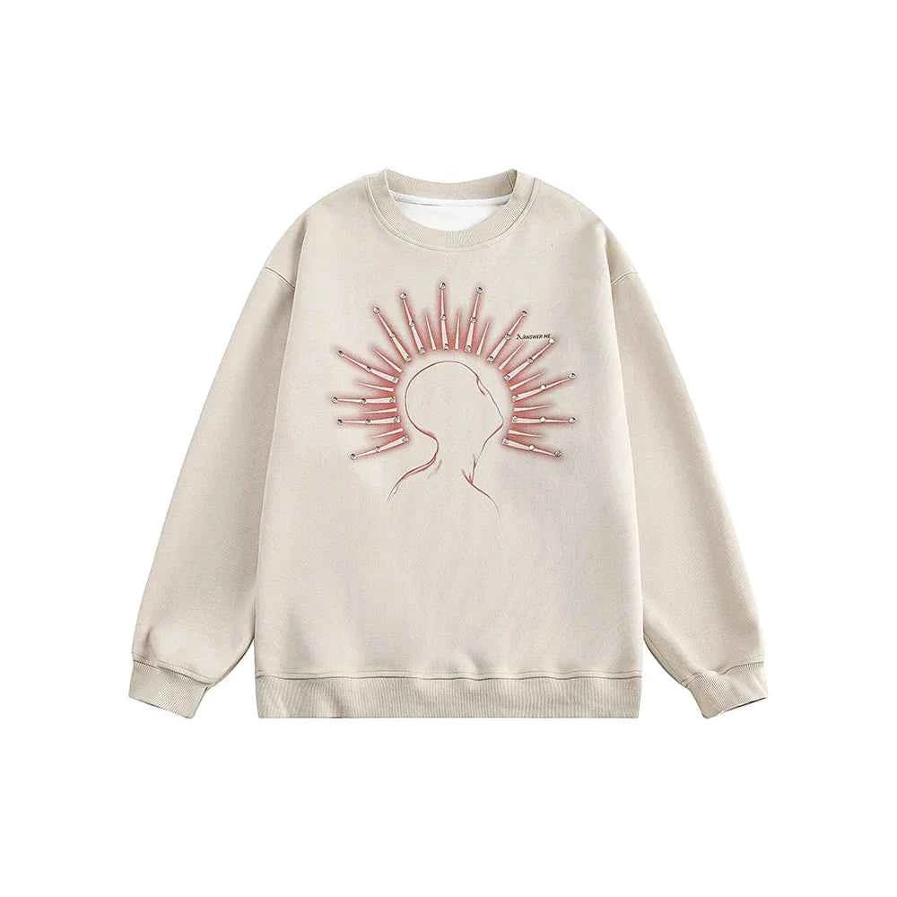 Y2K Autumn Streetwear Rivet Print Sweatshirt