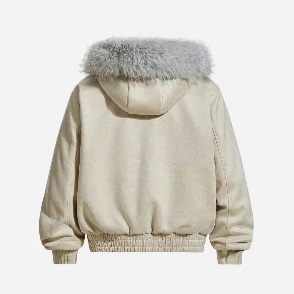 Thick Fleece with Pockets Fur Hooded Jacket