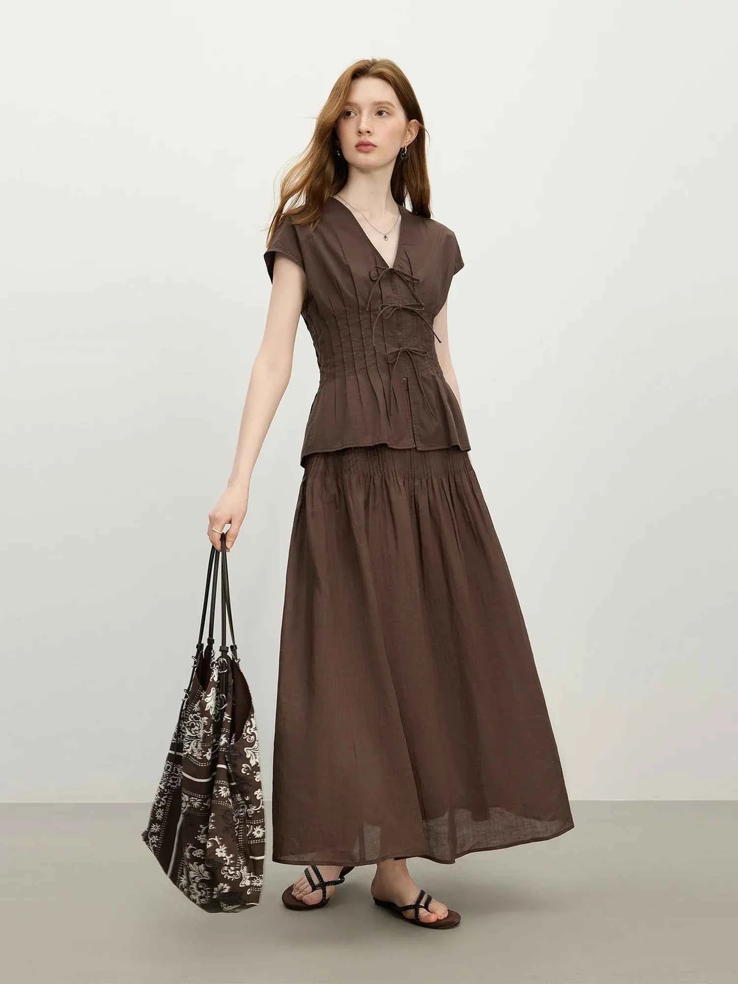 Modern Bow Tie V Neck Blouse