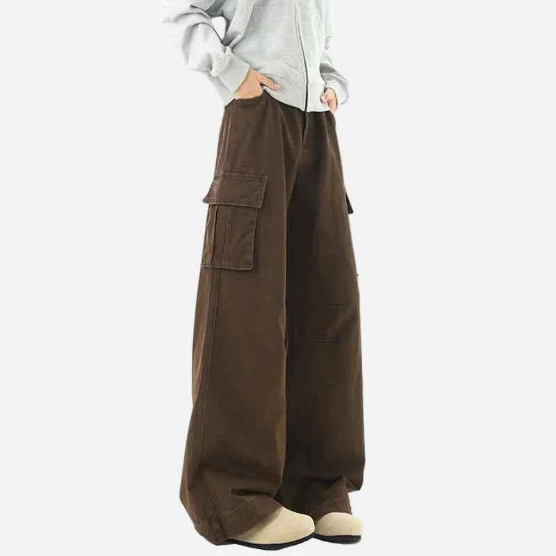 Trendy Korean Style Cargo Wide Leg Pants