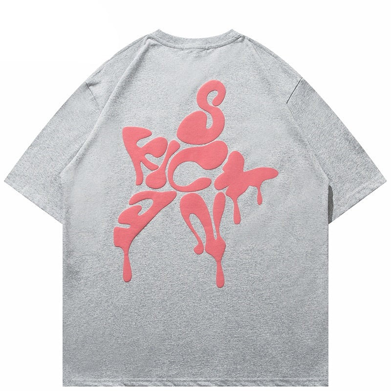 Star Shape Melting Letter Graphic T-Shirt