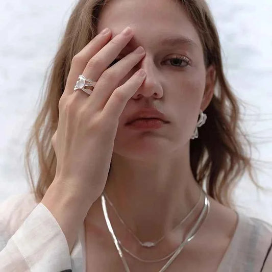 Geometric Opal Irregular Matte Ring