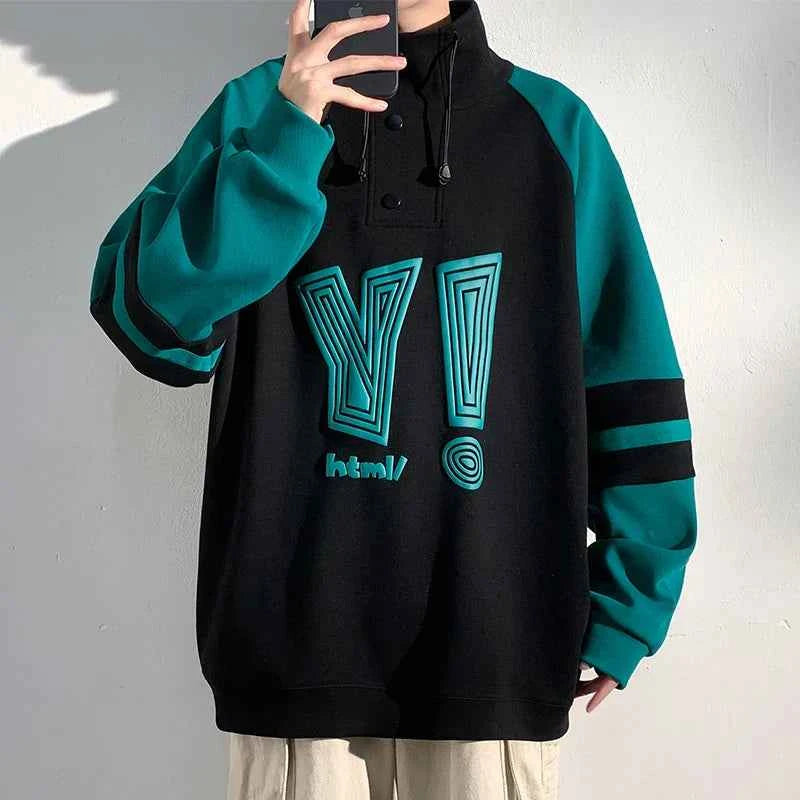 Contrast Color Patchwork Pullover Sweatshirt