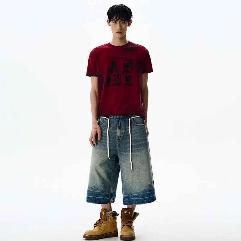 Vintage Loose Wide Leg Cropped Denim Jorts