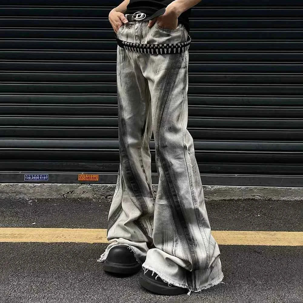 Colorful Gradient Flared Denim Jeans