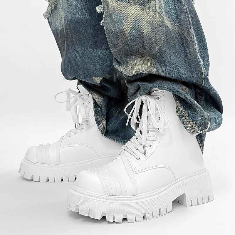 Streetwear Chunky Sole Lace-Up High Boot