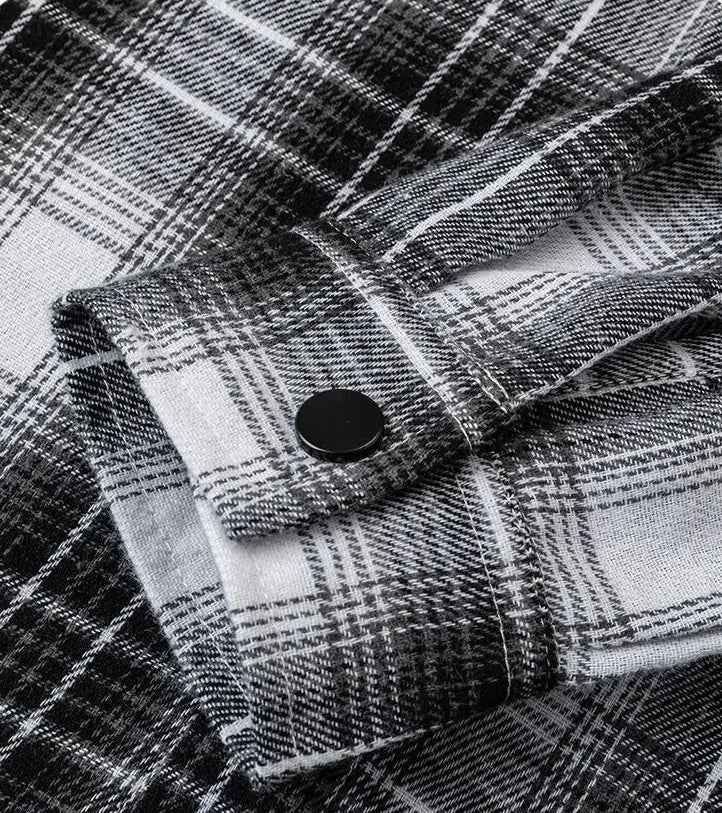 Streetwear Plaid Hooded Long Sleeve Shirt