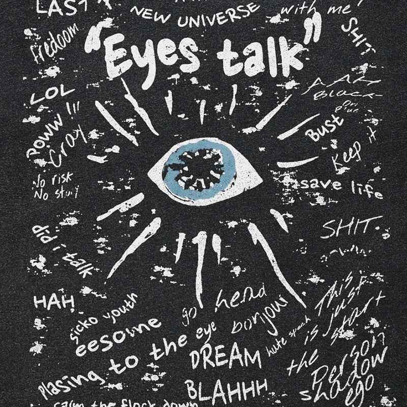 Effortless Streetwear Washed Black Eye Graffiti T-Shirt