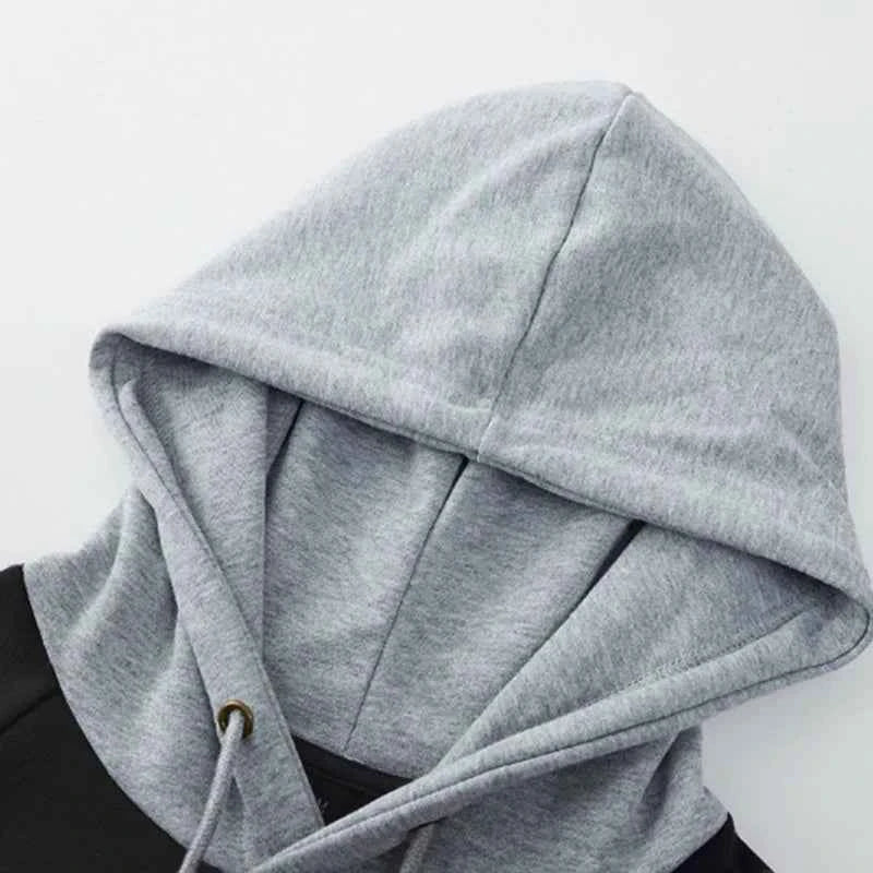 Y2K Streetwear Black Oversize Patchwork Hoodie
