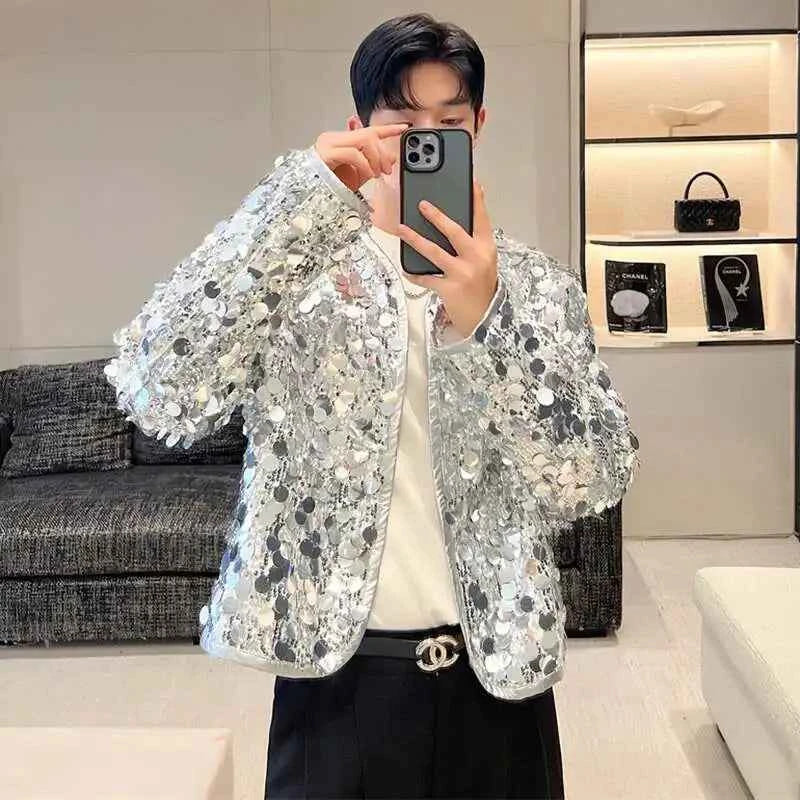 Trendy Stylish Sequin Splicing Street Jacket