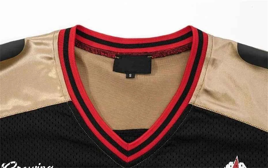 Vintage Mesh Splicing V-Neck Hip Hop Sports T-Shirt