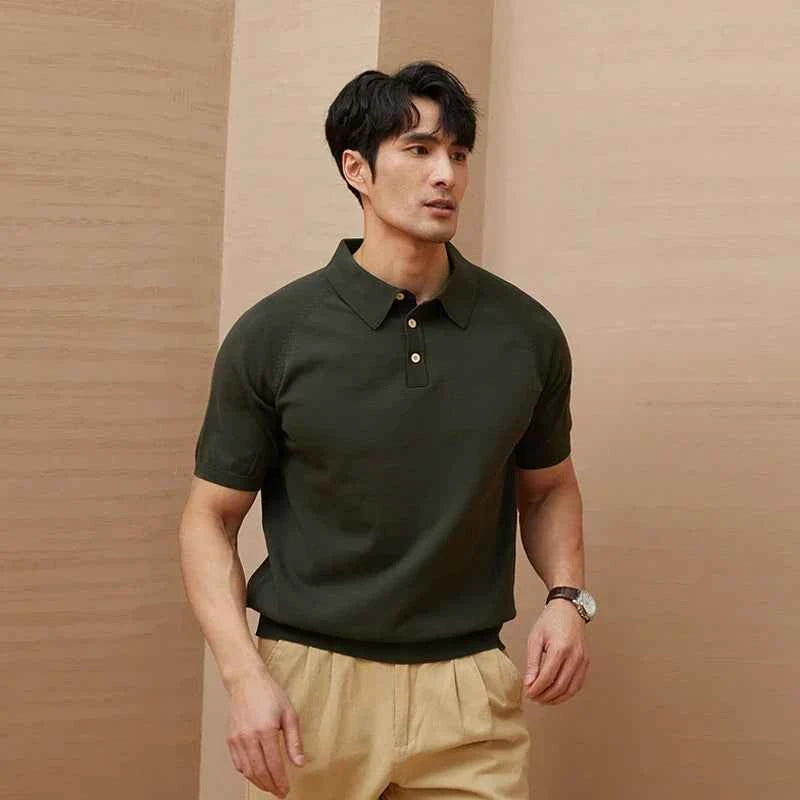 Classic Comfort Luxury Knitted Polo Short Sleeve T-Shirt
