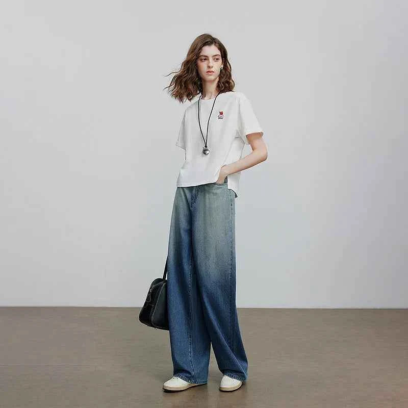 Chic Blue Summer Wide Leg Denim Jeans