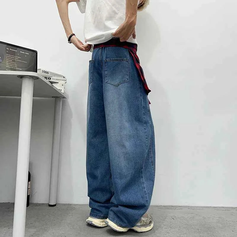 Retro Cool Plaid Printed Loose Denim Jeans