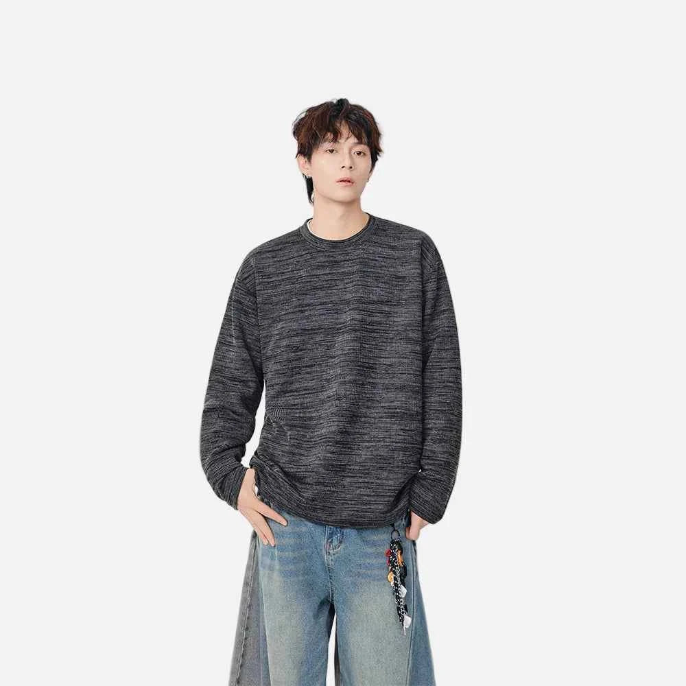 Textured Knit Crew Neck Long Sleeve Sweatshirt