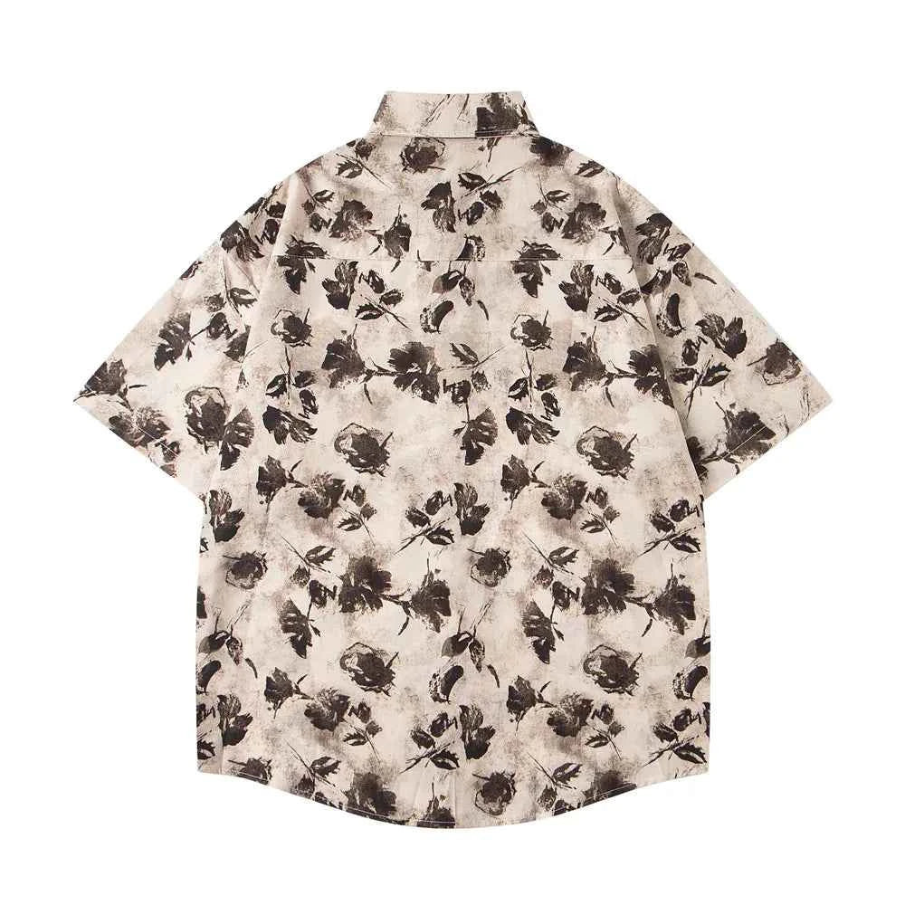 Lightweight Y2K Floral Print Short Sleeve Beach Shirt