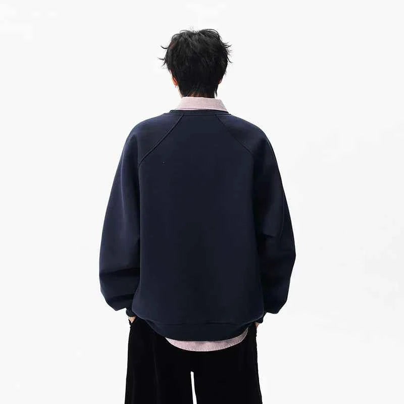 Solid Color Minimalist Round Neck Sweatshirt