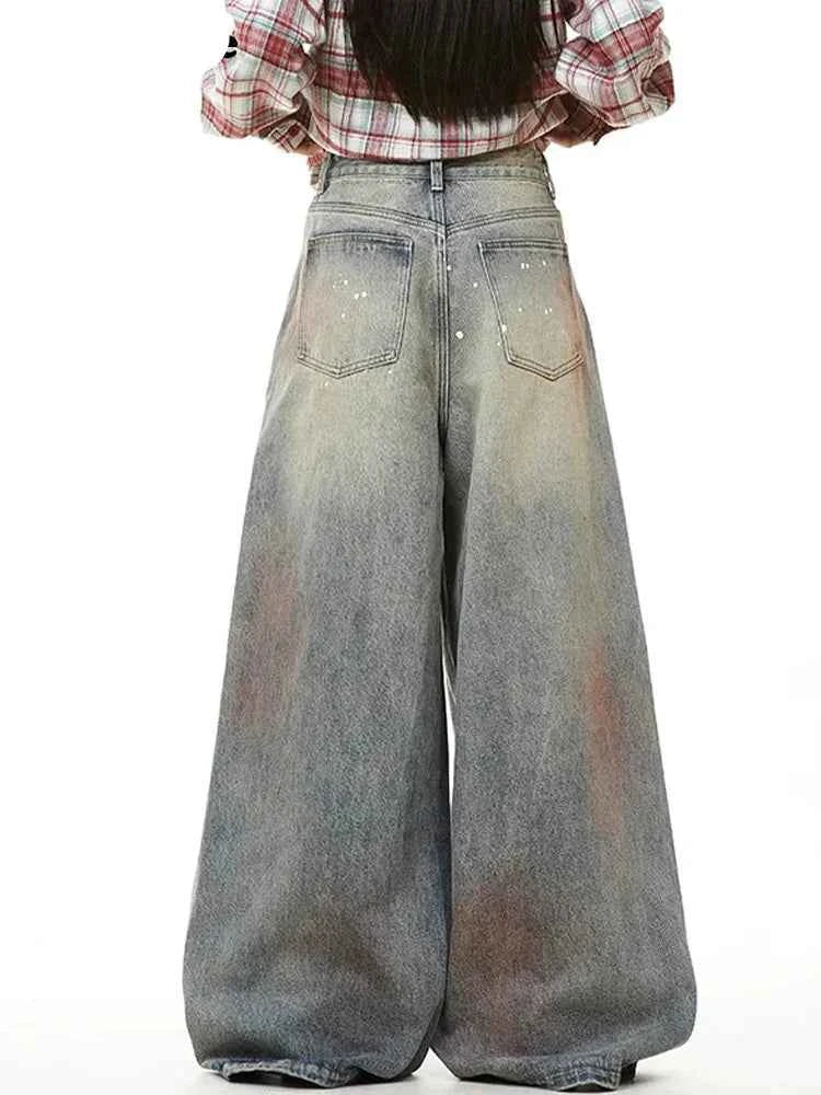 Women Vintage Gradient Wide Leg Jeans