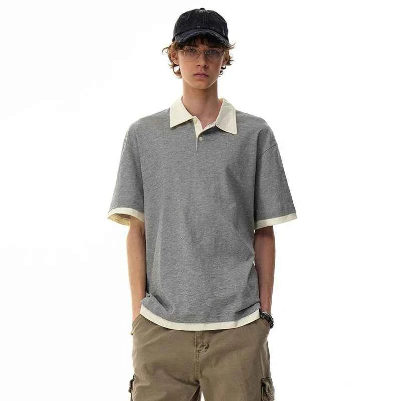 Classic Comfort Splicing Short Sleeve Polo Shirt