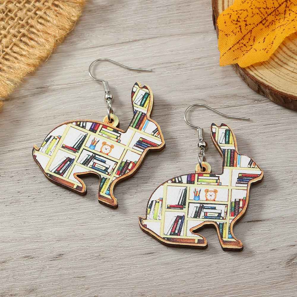 Colorful Easter Bookshelf Love Earrings