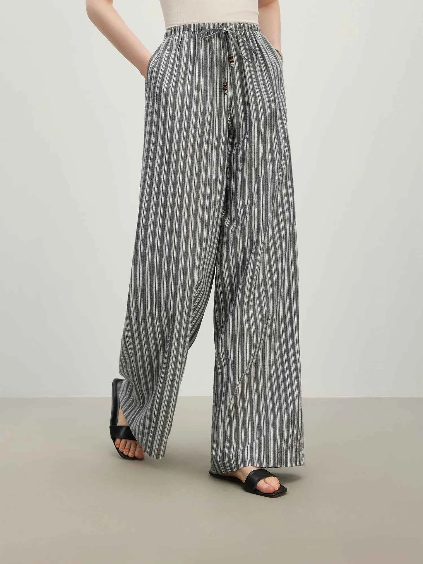 Versatile Loose Drape Striped Pants