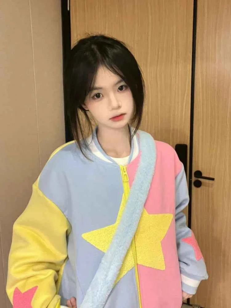 Rainbow Clean Aesthetic Sporty Baseball Sweatshirt