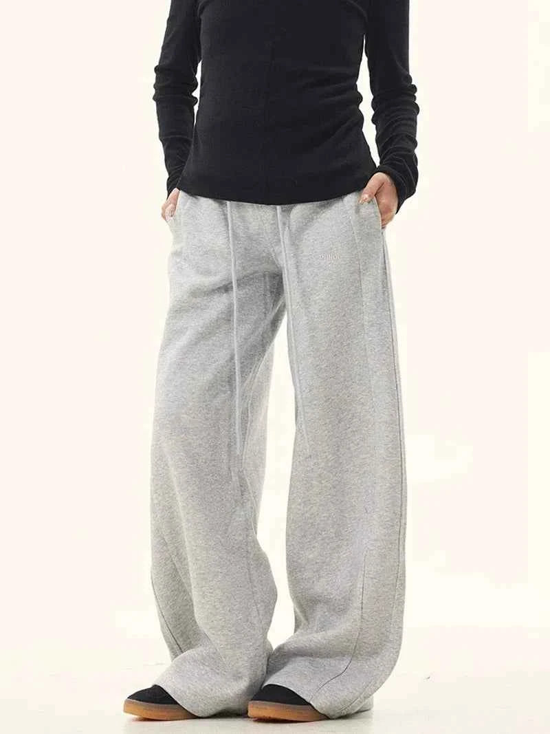 Gray Baggy Drawstring Casual Sweatpants