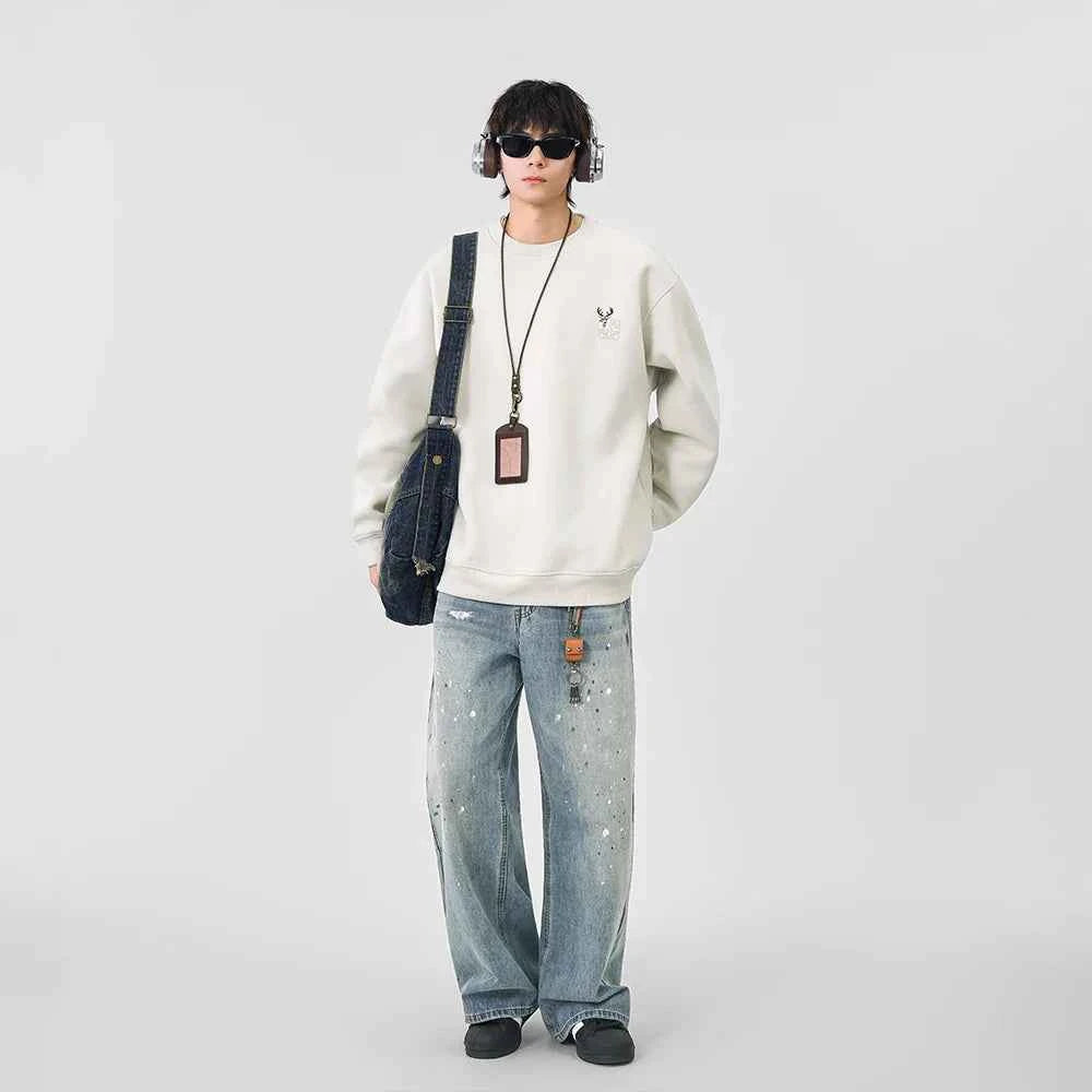 Cozy Embroidered Logo Crew Neck Sweatshirt