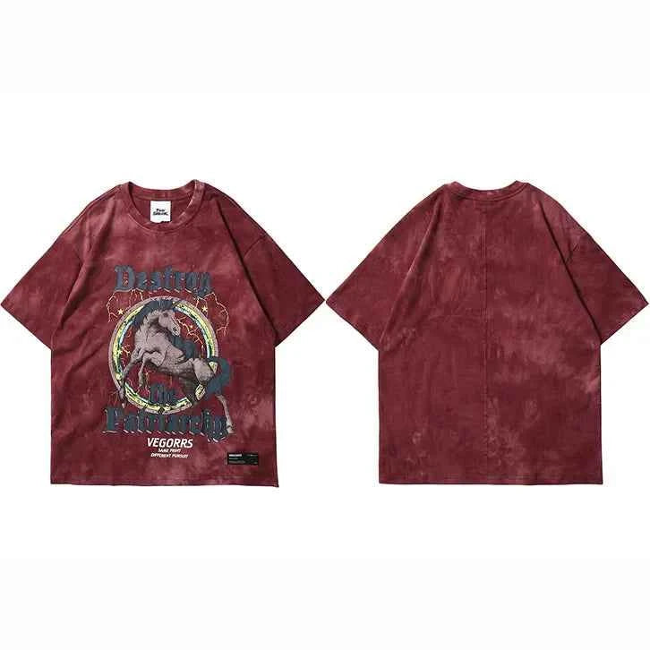 Fashionable Streetwear Wild Horse Print Hip Hop T-Shirt