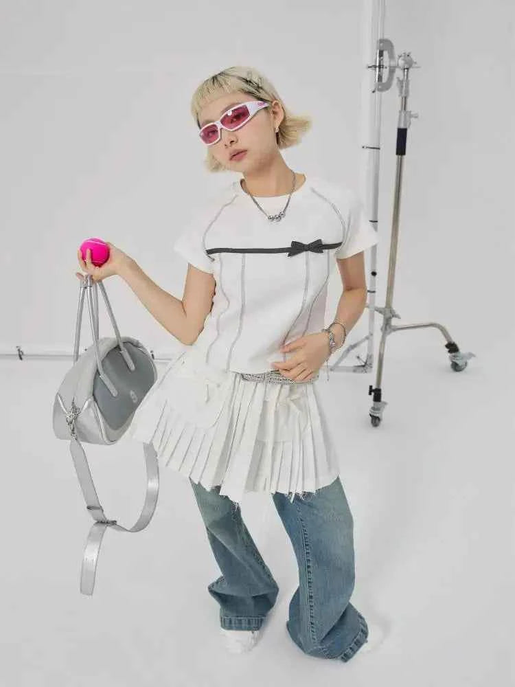 Chic Bow Cotton Crop T-Shirt
