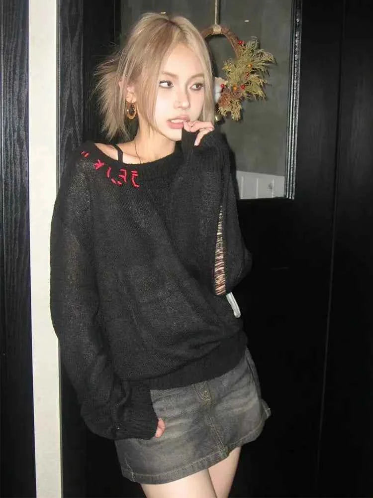 Black Gothic Emo Oversize Sweatshirt