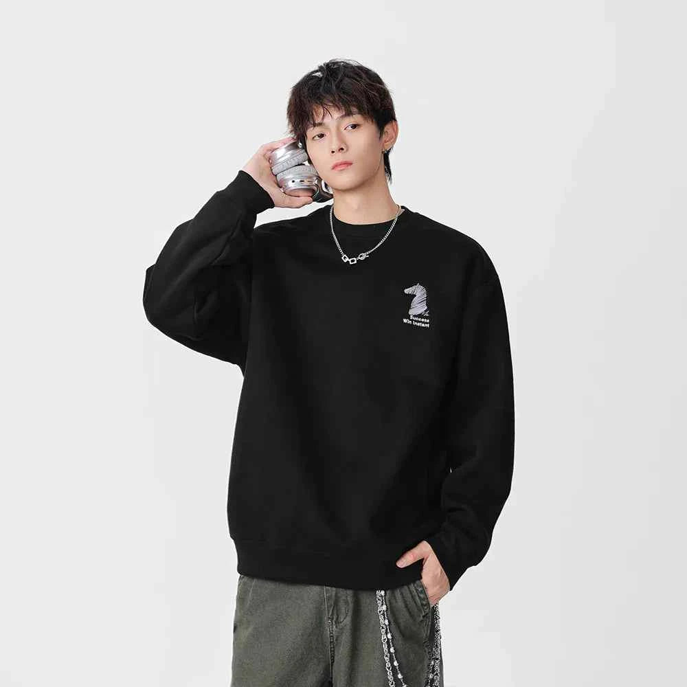 Cozy Horse Head Pattern Crew Sweatshirt