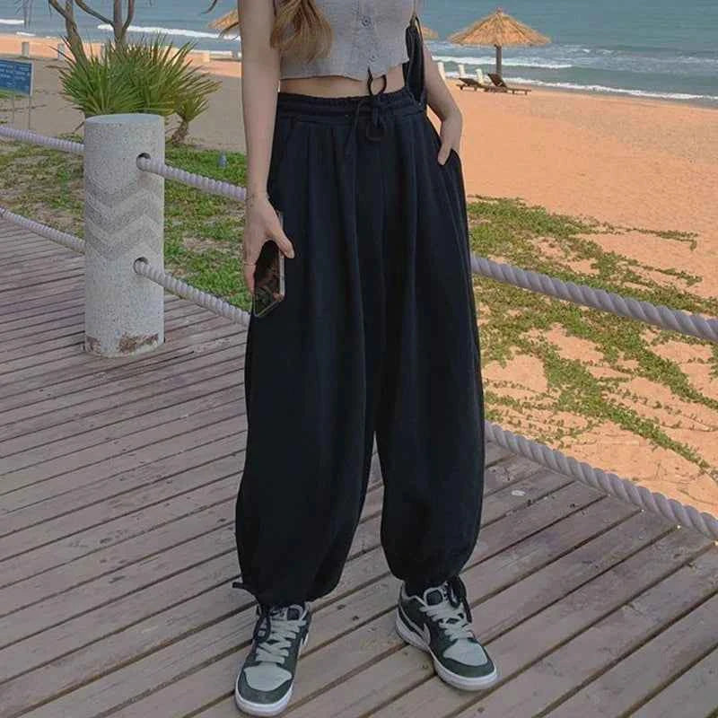 Women American Style Loose Wide Leg Sweatpants