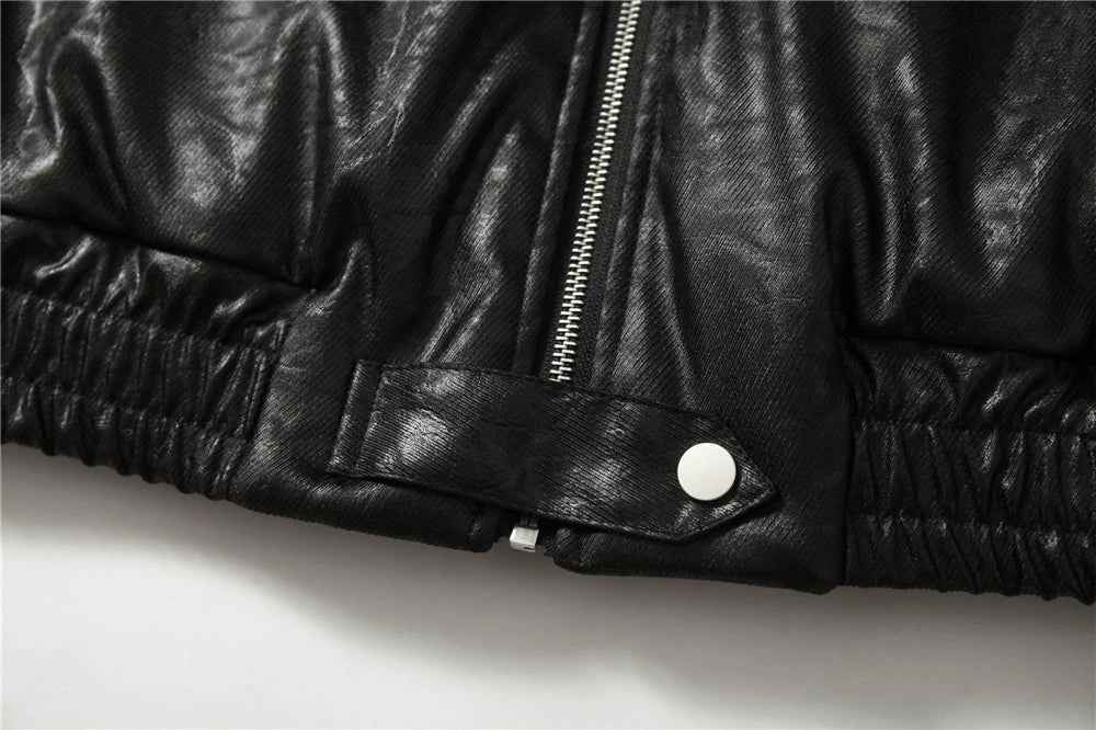 Winter Thick Warm Fur-Collar Parka Leather Jacket