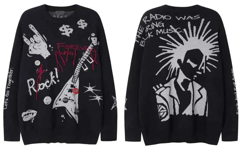 Premium Gothic Cartoon Knitted Fringe Sweater